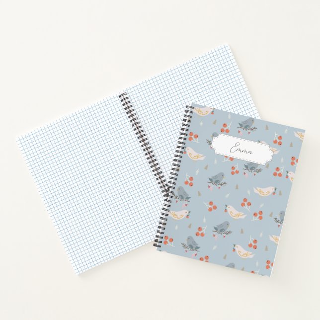Customizable Christmas Birds Seamless Pattern Notizbuch (Innenseite)