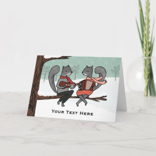 Customizable Christmas Card - Musical Squirrels Feiertagskarte