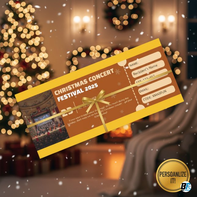 Customizable Christmas Concert Festival Gift TickT Einladung (CHRISTMAS FESTIVAL CONCERT)