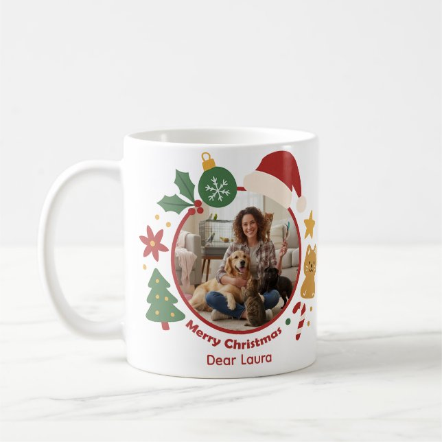 Customizable Christmas Pet Photo & Name Mug  (Gauche)