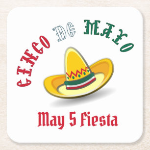Customizable Cinco de Mayo 5 Mai Fiesta Rechteckiger Pappuntersetzer