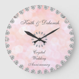 Customizable Crystal Wedding Anniversary Große Wanduhr
