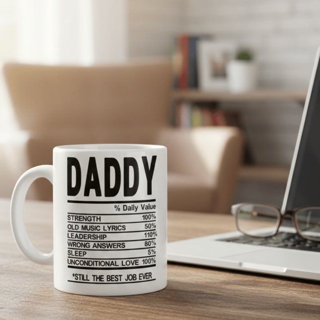 Customizable Daddy Nutritional Facts Mug Personali Kaffeetasse (Von Creator hochgeladen)