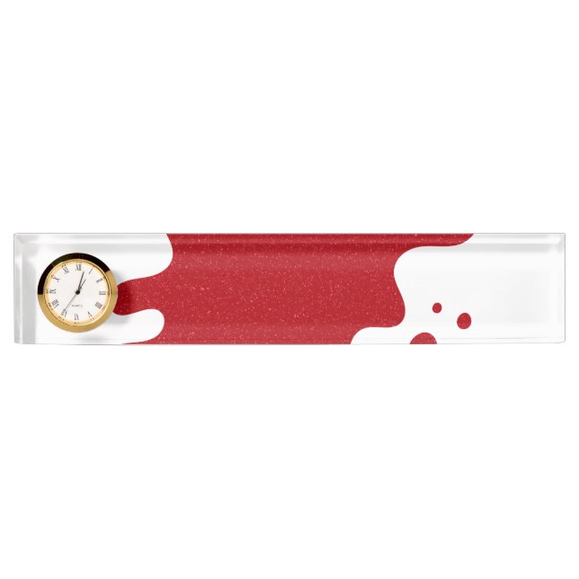 Customizable Desk Clock Nameplate – Red Noise Namensplakette (Vorderseite)