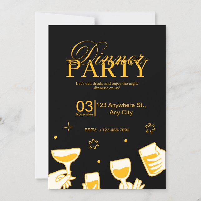 Customizable Dinner Party Invitation Card Magneteinladung (Vorderseite)