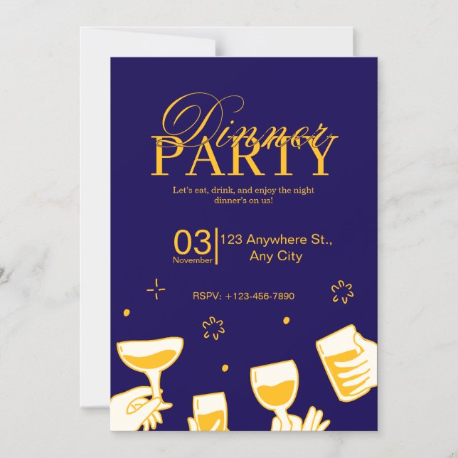 Customizable Dinner Party Invitation Card Magneteinladung (Vorderseite)