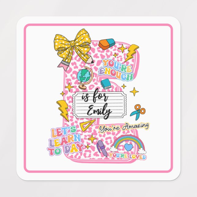 Customizable “E is for” Alphabet Art – Inspiration Etiketten (Design 1)