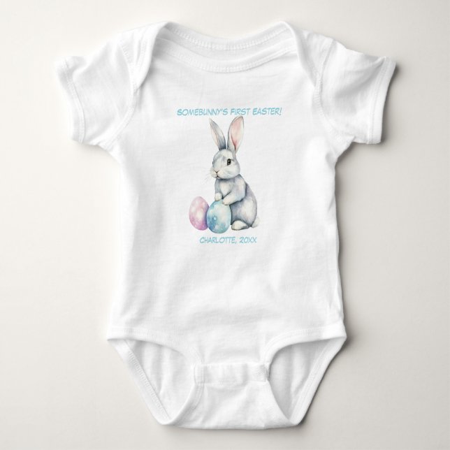 Customizable 🐇Egg-citing Bunny Romper Baby Strampler (Vorderseite)