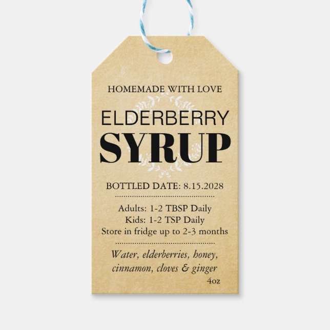 Customizable Elderberry Syrup Label ZEB_04a Geschenkanhänger (Vorderseite)