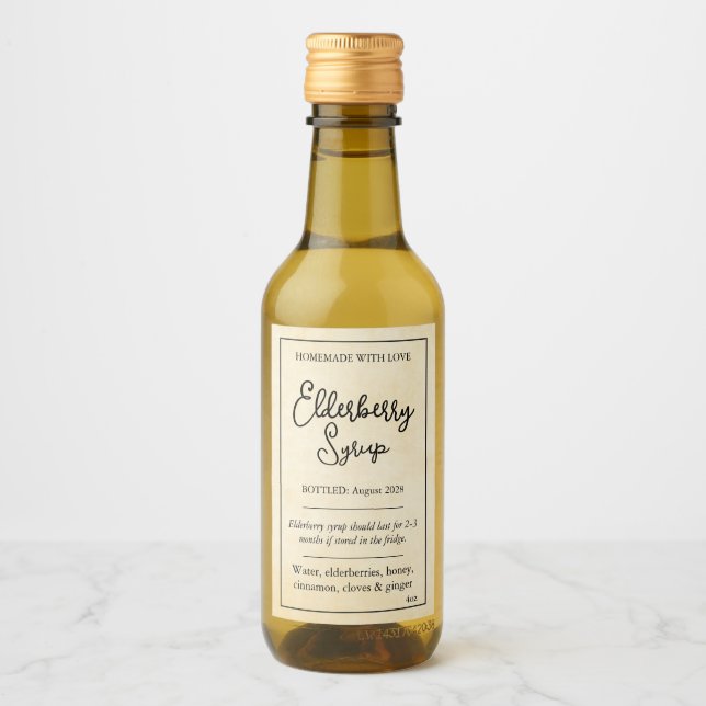 Customizable Elderberry Syrup Label ZEB_05a Weinetikett (Vorderseite)