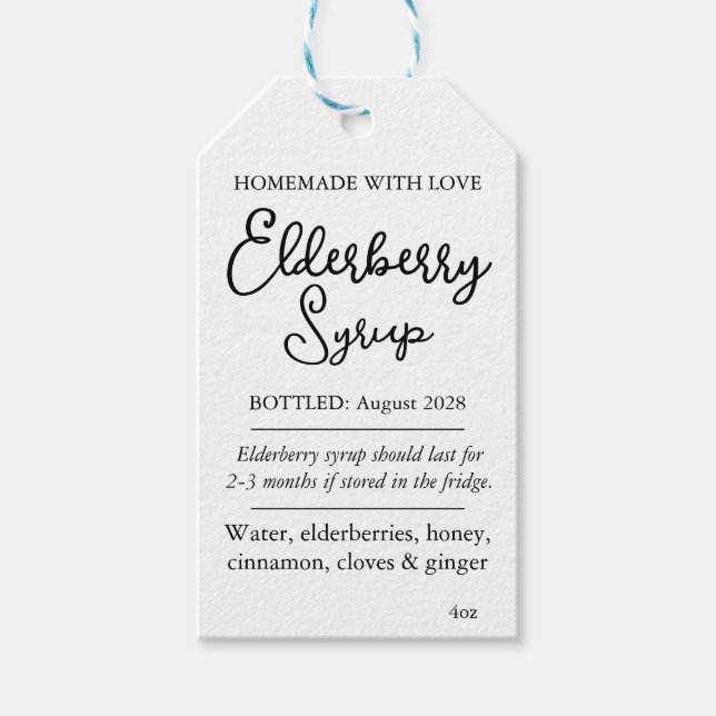 Customizable Elderberry Syrup Label ZEB_05b Geschenkanhänger (Vorderseite)