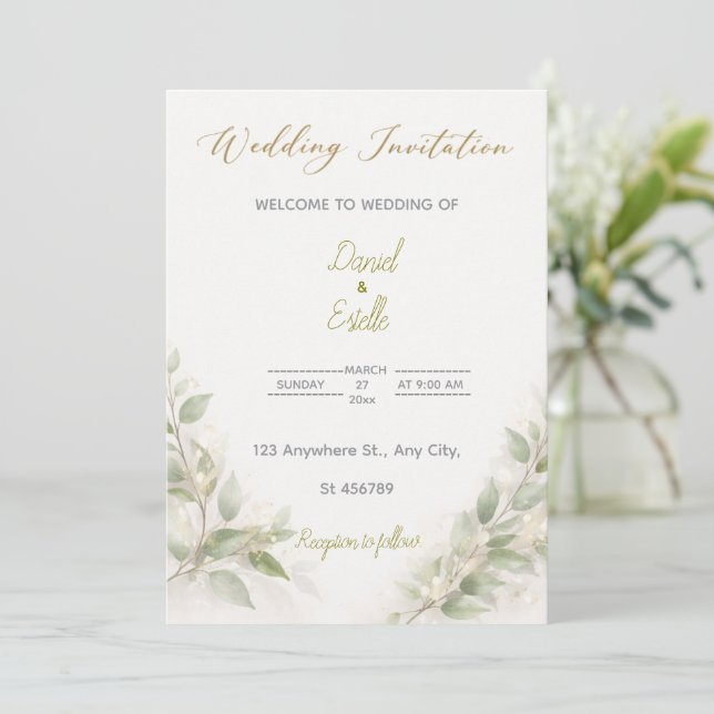 Customizable Elegant Minimal Wedding Invitation   Einladung (Stehend Vorderseite)
