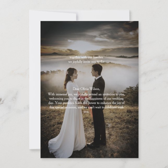 Customizable Elegant Photo Wedding Invitation  (Devant)