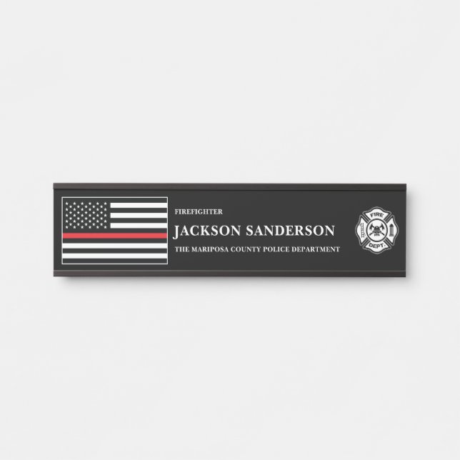 Customizable Firefighter Fire Department Logo Türschild (Vorderseite )