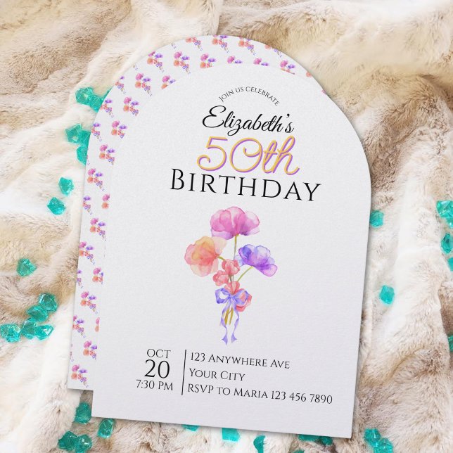 Customizable Floral Minimalist Milestone Birthday  Einladung (Von Creator hochgeladen)