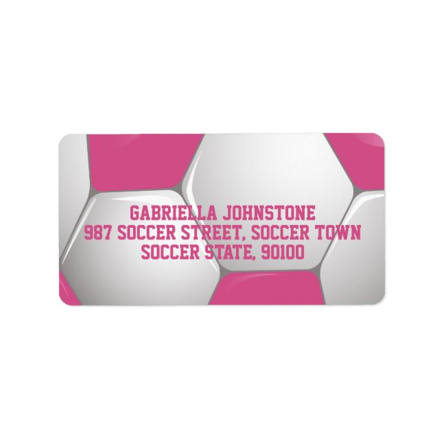 Customizable Football Soccer Ball Pink and White Adressaufkleber (Vorne)
