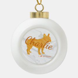 Customizable French Bulldog Pastel Orange Frenchie Keramik Kugel-Ornament