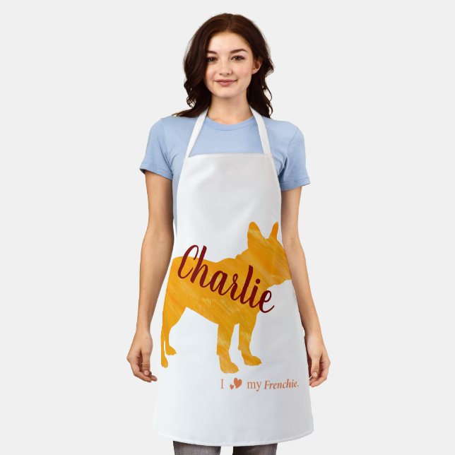 Customizable French Bulldog Pastel Orange Frenchie Schürze (Getragen)