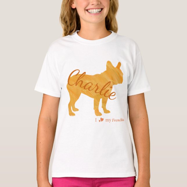 Customizable French Bulldog Pastel Orange Frenchie T-Shirt (Vorderseite)