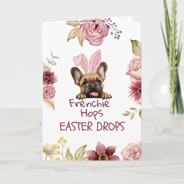 Customizable Funny Frenchie Easter Greeting Card Karte (Vorderseite)