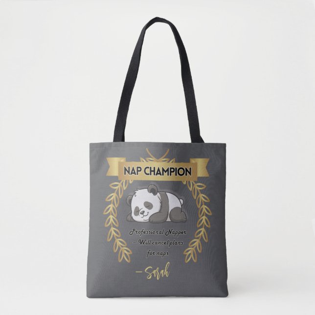 Customizable Funny Panda Nap Champion Tasche (Vorderseite)