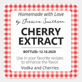Customizable Gingham Extract Label - Red Quadratischer Aufkleber