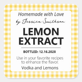 Customizable Gingham Extract Label - Yellow Quadratischer Aufkleber