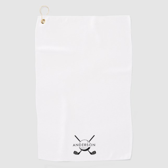 Customizable Golf Towel Featuring Name and Logo Golfhandtuch (Vorderseite)