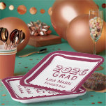Customizable Graduation  Pappteller<br><div class="desc">Design features your text in burgundy and displayed against a white background. A burgundy-colored border frames design. All text is customizable. Available in a variety of colors.</div>