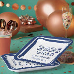 Customizable Graduation  Pappteller<br><div class="desc">Design features your text in navy-blue and displayed against a white background. A navy-blue border frames design. All text is customizable. Available in a variety of colors.</div>