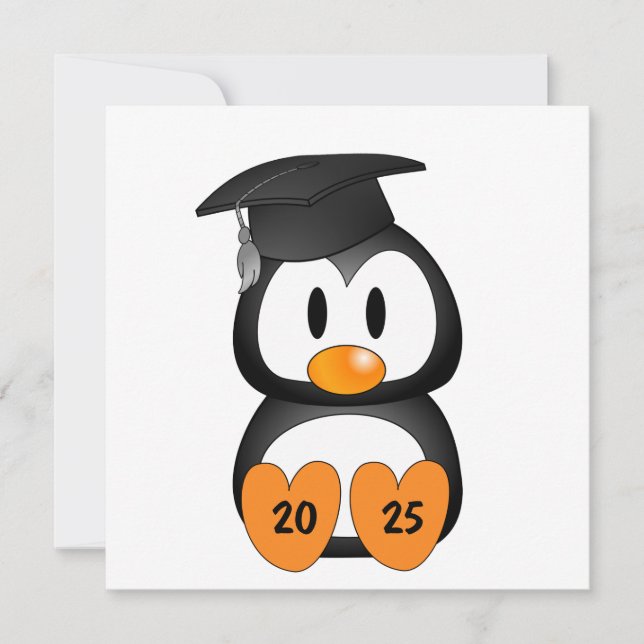 Customizable Graduation Penguin Einladung (Vorderseite)