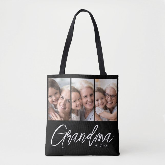 Customizable Grandma Established Year 3 Photo Tasche (Vorderseite)