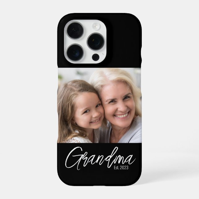 Customizable Grandma Established Year Photo iPhone 16 Pro Hülle (Rückseite)