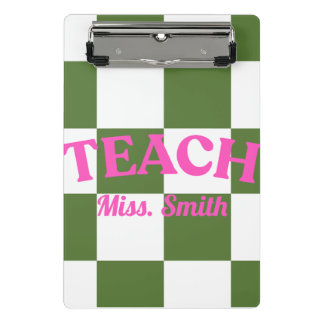 Customizable Green Checkered Teacher Clipboard  Mini Klemmbrett