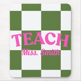 Customizable Green Checkered Teacher Clipboard  Mousepad