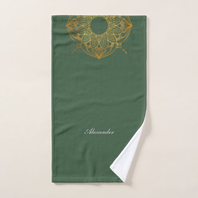 Customizable Green Serenity: Badhandtuch Set (Handtuch)