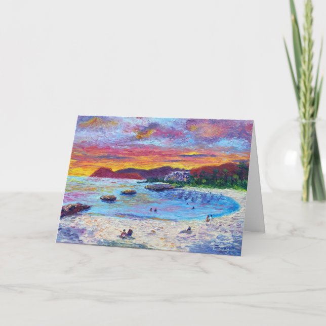 Customizable Hawaiian Lagoon 4 Sunset Dankeskarte (Vorderseite)
