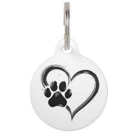 Customizable Heart Paw Print Large Dog Tag Haustiermarke