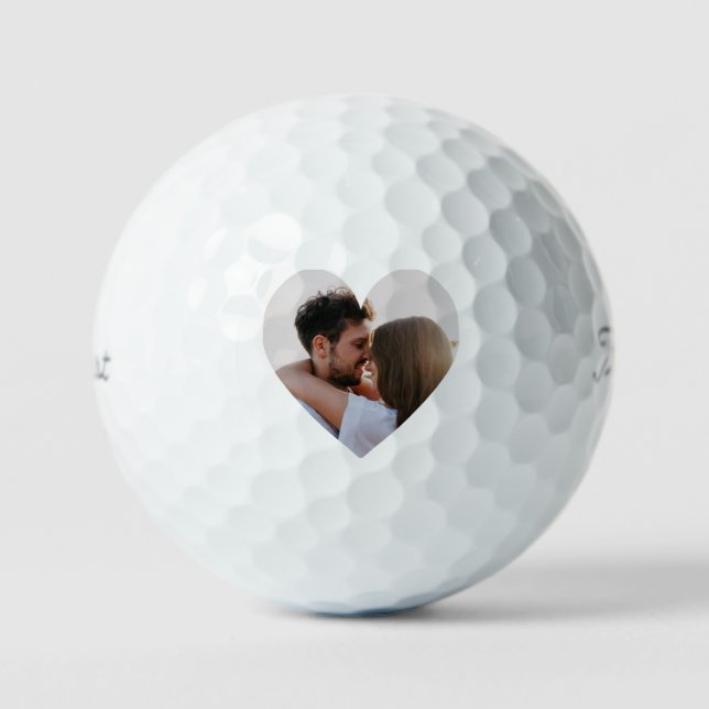 Customizable Heart-Shaped Photo Template Gift Golfball (Vorderseite)