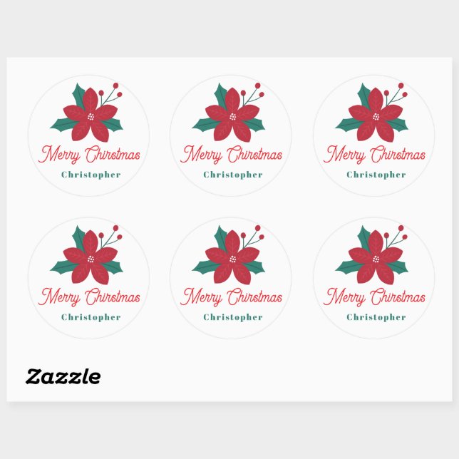 Customizable Holiday Merry Christmas Festive Runder Aufkleber (Blatt)
