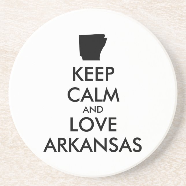 Customizable KEEP CALM and LOVE ARKANSAS Sandstein Untersetzer (Vorne)
