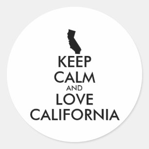 Customizable KEEP CALM and LOVE CALIFORNIA Runder Aufkleber
