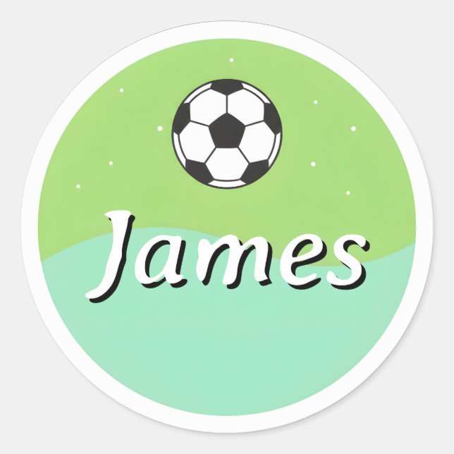 Customizable Kids Name Sticker– Soccer Ball Design Runder Aufkleber (Vorderseite)