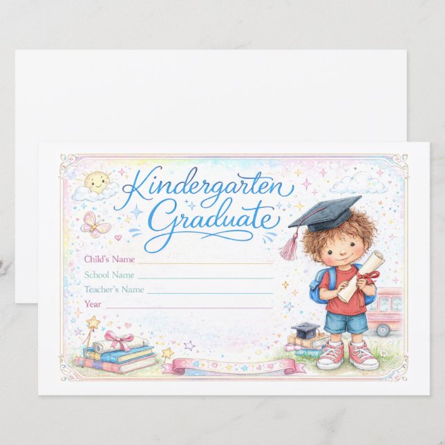 Customizable Kindergarten Graduate Certificate  (Vorne/Hinten)