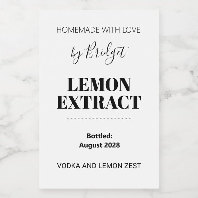 Customizable Lemon Extract Label Weinetikett (Einzelnes Label)