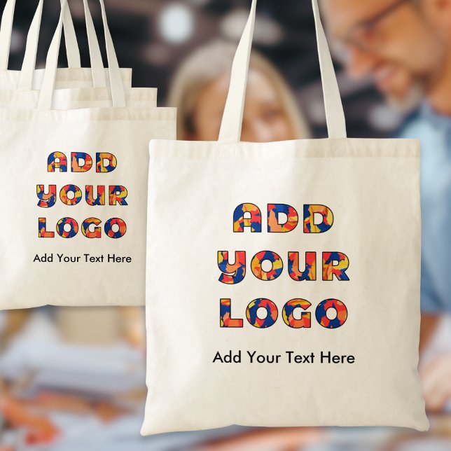 Customizable Logo and Text Business Promotional Tragetasche (A customizable tote bag to feature your chosen tagline and business logo)
