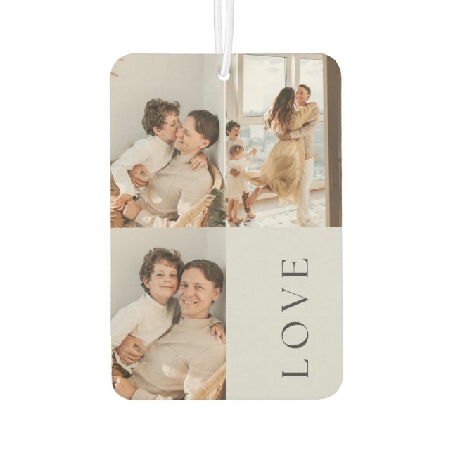Customizable Love Three Photo Collage Keepsake Autolufterfrischer (Rückseite)