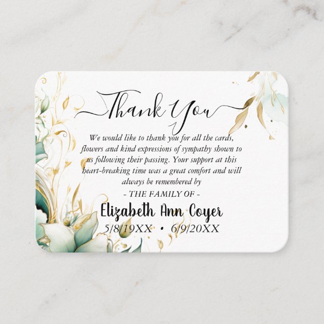 Customizable Memorial Thank You Card  Begleitkarte (Vorderseite)