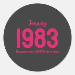 Customizable month year text legend gift runder aufkleber