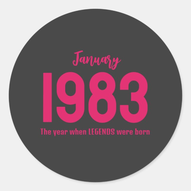 Customizable month year text legend gift runder aufkleber (Vorderseite)